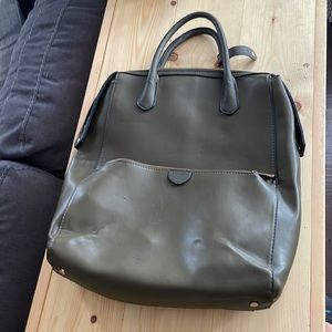 Laptop leather handbag can convert to backpack
